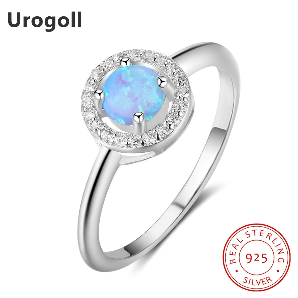 Trendy 925 Sterling Silver Fine Jewelry AAA Zirconia & Round Opal Rings For Women Luxury Engagement Wedding Jewelry Gifts