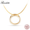 Trendy 925 Sterling Silver Hollow Circle Necklace Round Eternity Necklaces Paved CZ Crystal Necklace Women Girls Jewelry ZK30