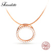 Trendy 925 Sterling Silver Hollow Circle Necklace Round Eternity Necklaces Paved CZ Crystal Necklace Women Girls Jewelry ZK30