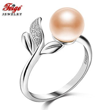 Trendy 925 Sterling Silver Rings for Women Anniversary Jewelry 7-8MM Natural Pink Pearl Fine Jewelry Wholesale FEIGE