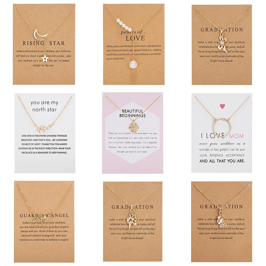 Trendy Alloy Cute Elegant Star Moon Luck Pendant Necklaces for Women Pearls Angel Butterfly Flower Clavicle Chain Choker