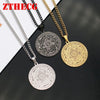 Trendy Angel Magic Array Pendant Necklace Men Scripture Seals Totem Runes Lucky Jewelry Vintage Stainless Steel Chain Necklace