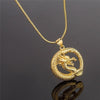 Trendy Animal Dragon Pendant Necklace Men's Necklace Metal Round Dragon Gold Plated Necklace Pendant Accessories Party Jewelry