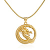 Trendy Animal Dragon Pendant Necklace Men's Necklace Metal Round Dragon Gold Plated Necklace Pendant Accessories Party Jewelry