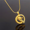 Trendy Animal Dragon Pendant Necklace Men's Necklace Metal Round Dragon Gold Plated Necklace Pendant Accessories Party Jewelry
