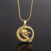 Trendy Animal Dragon Pendant Necklace Men's Necklace Metal Round Dragon Gold Plated Necklace Pendant Accessories Party Jewelry