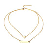 Trendy Bar Heart Layered Choker Necklace Gold Tone Stainless Steel Female Girl Layer Holiday Collar Accessories Jewelry