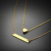Trendy Bar Heart Layered Choker Necklace Gold Tone Stainless Steel Female Girl Layer Holiday Collar Accessories Jewelry