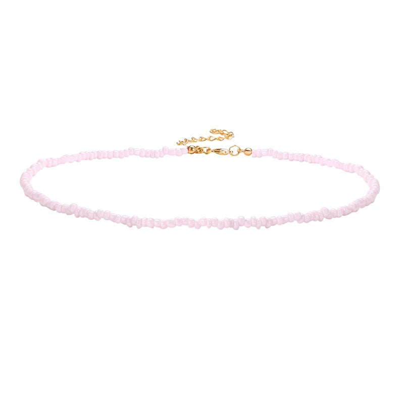 Trendy Bead Strand Beaded Choker Necklace For Women Bohemian Colorful Handmade Short Beaded String Necklace Collar Jewelry