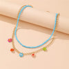 Trendy Bead Strand Beaded Choker Necklace For Women Bohemian Colorful Handmade Short Beaded String Necklace Collar Jewelry