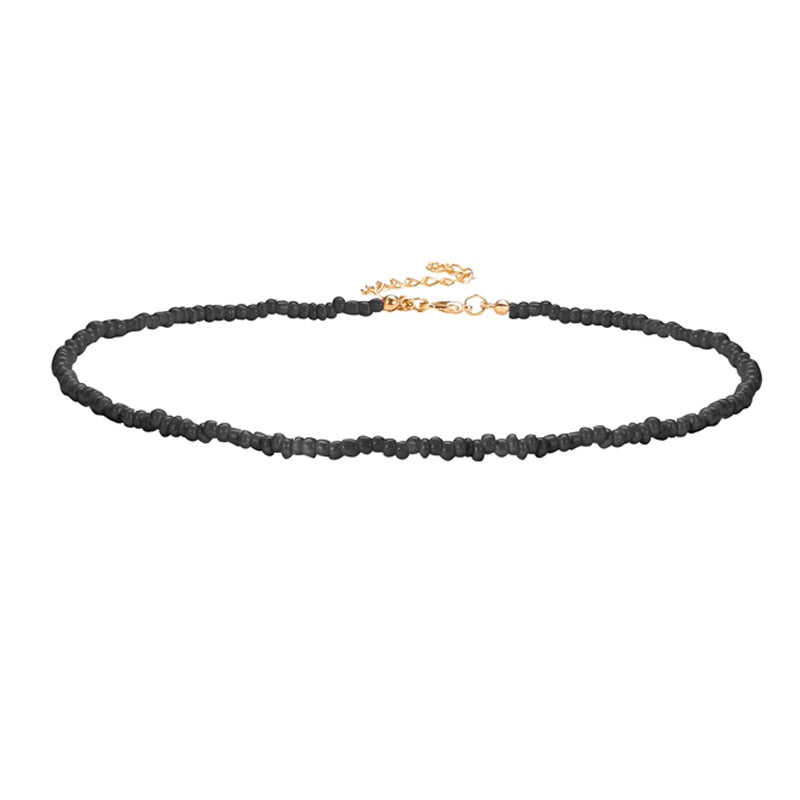 Trendy Bead Strand Beaded Choker Necklace For Women Bohemian Colorful Handmade Short Beaded String Necklace Collar Jewelry