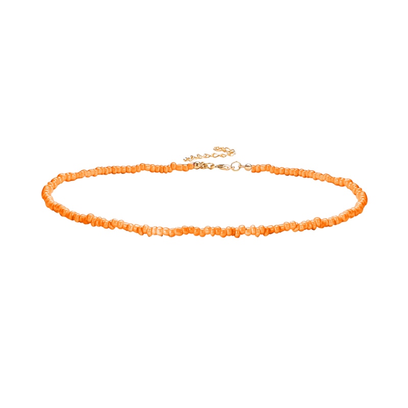 Trendy Bead Strand Beaded Choker Necklace For Women Bohemian Colorful Handmade Short Beaded String Necklace Collar Jewelry