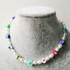 Trendy Beaded Choker Colorful Smiling Beads Boho Imitation Pearls Clavicle Chain Necklace Fo Female Girl Handmade Collar Jewelry