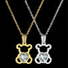 Trendy Bear Shape Pendant Necklace Women's Necklace Heart Shaped Bohemian Crystal Inlaid Necklace Pendant Accessories Party Gift