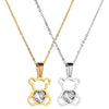 Trendy Bear Shape Pendant Necklace Women's Necklace Heart Shaped Bohemian Crystal Inlaid Necklace Pendant Accessories Party Gift