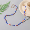 Trendy Blue Orange White Brown Glass Beads Partition Handmade Beaded Chokers Necklaces For Women Unisex Party Jewelry Gifts