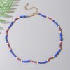 Trendy Blue Orange White Brown Glass Beads Partition Handmade Beaded Chokers Necklaces For Women Unisex Party Jewelry Gifts