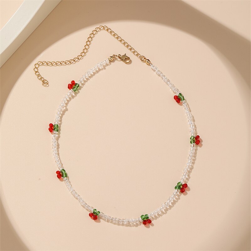 Trendy Bohemian Colorful Bead Shell Necklace for Women Summer Short Beaded Collar Clavicle Choker Necklace Female Jewelry