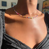 Trendy Bohemian Jewelry Real Freshwater Baroque Pearl Choker Simple Colorful Seed Glass Beads Beaded Necklace for Women