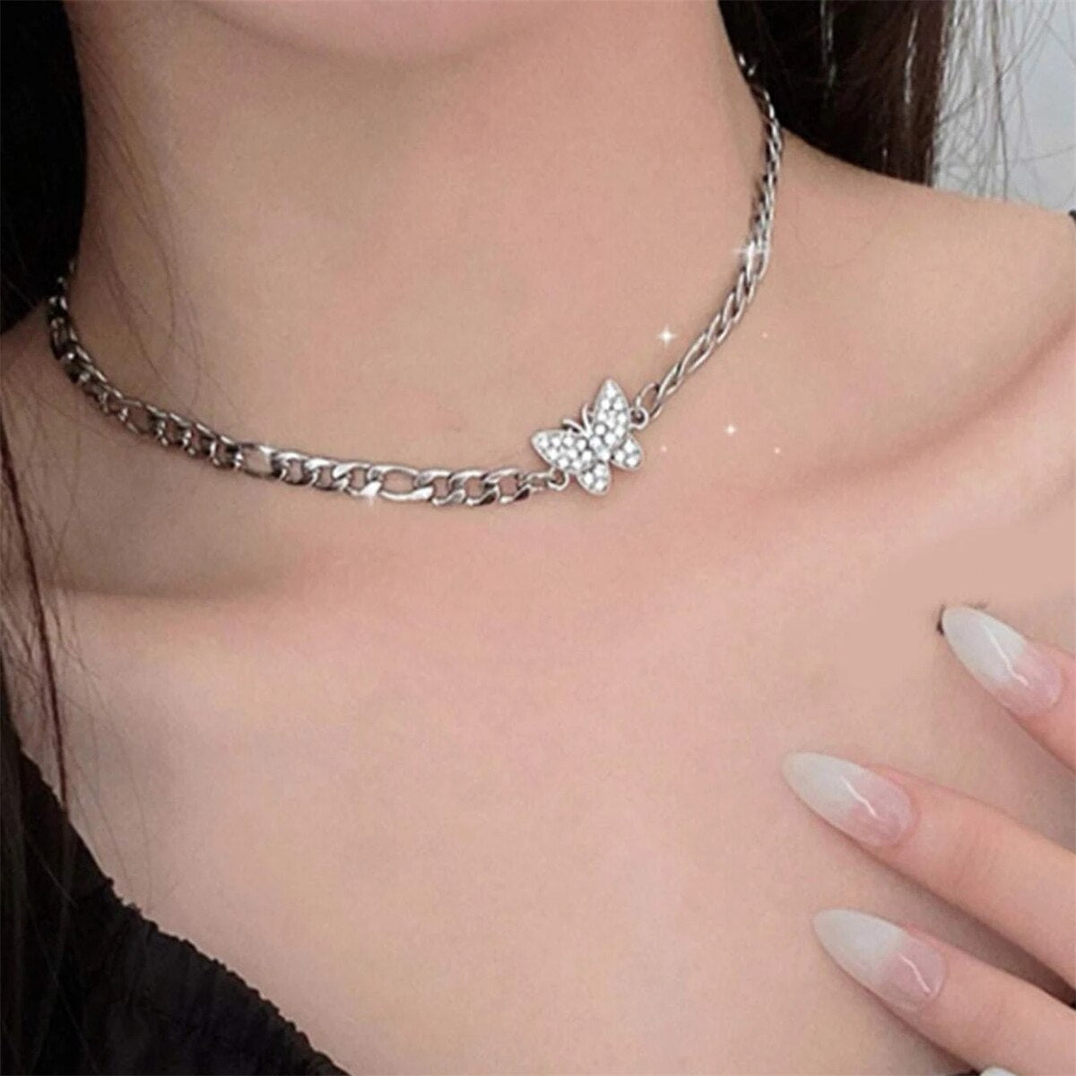 Trendy Butterfly Clavicle Necklace Women Niche Design Sense Cold Wind Collar Necklace collares para mujer cadena