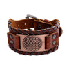Trendy Charm Wide Leather Bracelet Nordic Viking Rune Flower of Life Men's Bracelet Punk Leather Woven Accessories Party Jewelry