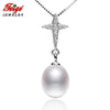 Trendy Cross Natural Pearl Pendant Necklaces for Women Pearls Fine Jewelry Genuine 925 Sterling Silver Chain FEIGE