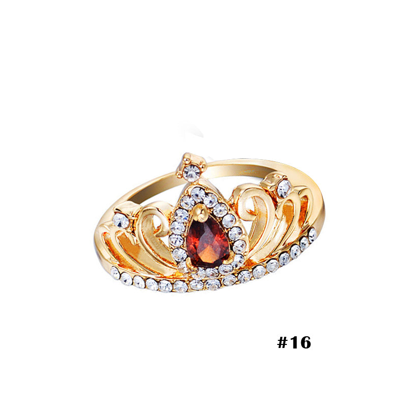 Trendy Crystal Crown Rings Love Romantic Jewelry for Women Birthd Gift Gold Silver Color Engagement Princess Queen Wedding