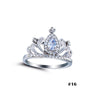 Trendy Crystal Crown Rings Love Romantic Jewelry for Women Birthd Gift Gold Silver Color Engagement Princess Queen Wedding