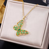 Trendy Cubic Zirconia Butterfly Love Pendant Necklace for Couple Girls Women's Gold Stainless Steel Do Not Fade Necklace Jewelry