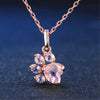 Trendy Cute Rose Gold Bear Paw Dog Cat Claw Pink Necklace shin Cubic Zirconia Footprint Necklaces for Women Love Jewelry