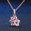 Trendy Cute Rose Gold Bear Paw Dog Cat Claw Pink Necklace shin Cubic Zirconia Footprint Necklaces for Women Love Jewelry