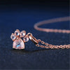Trendy Cute Rose Gold Bear Paw Dog Cat Claw Pink Necklace shin Cubic Zirconia Footprint Necklaces for Women Love Jewelry