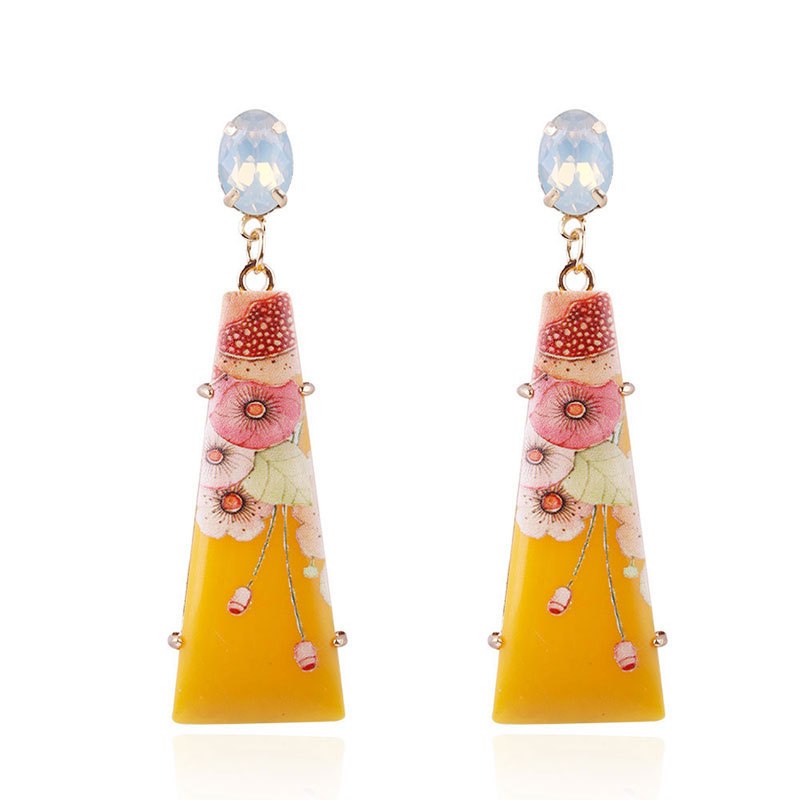 Trendy Earring Drop Earrings S925 Pin Jewelry Printing Resin Retro Vintage Long Women's Fashion Painting Sexy 2020 New ChALkeR