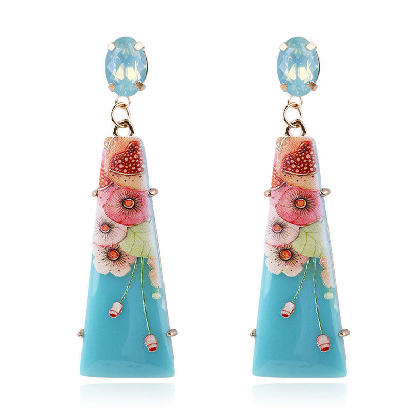 Trendy Earring Drop Earrings S925 Pin Jewelry Printing Resin Retro Vintage Long Women's Fashion Painting Sexy 2020 New ChALkeR