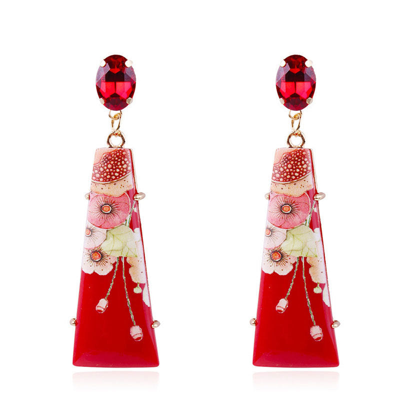 Trendy Earring Drop Earrings S925 Pin Jewelry Printing Resin Retro Vintage Long Women's Fashion Painting Sexy 2020 New ChALkeR