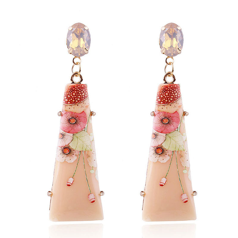 Trendy Earring Drop Earrings S925 Pin Jewelry Printing Resin Retro Vintage Long Women's Fashion Painting Sexy 2020 New ChALkeR