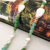 Trendy Elegant Gold Color Green Bead Irregular Pearl Strand Necklace For Women Girl Office Party Anniversary Gorgeous Jewelry