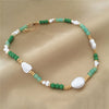 Trendy Elegant Gold Color Green Bead Irregular Pearl Strand Necklace For Women Girl Office Party Anniversary Gorgeous Jewelry