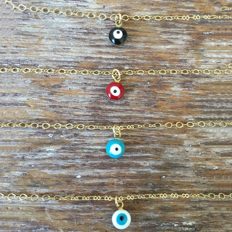 Trendy Evil Eye Choker Necklace Delicate 4 Colors Necklace Pendant On Neck Halloween Festival Jewelry XL255
