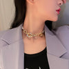 Trendy Exaggerate Metal Buckle Imitation Pearl Chain Chokers Korean Party Jewelry For Women Statement Necklaces collares