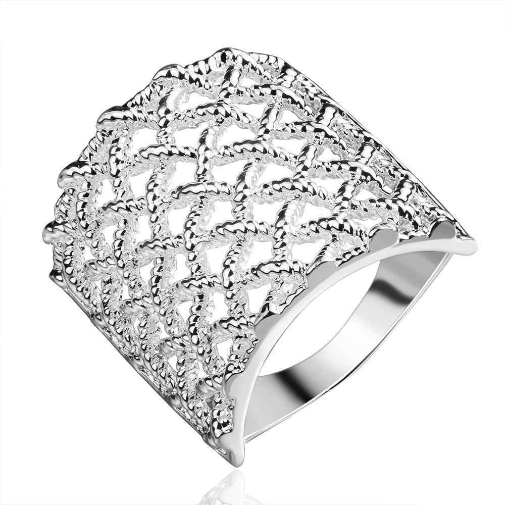 Trendy Exquisite Real Pure 925 Sterling Silver Rings Hollow Design Man Woman Wide Rings US And Europe Jewelry