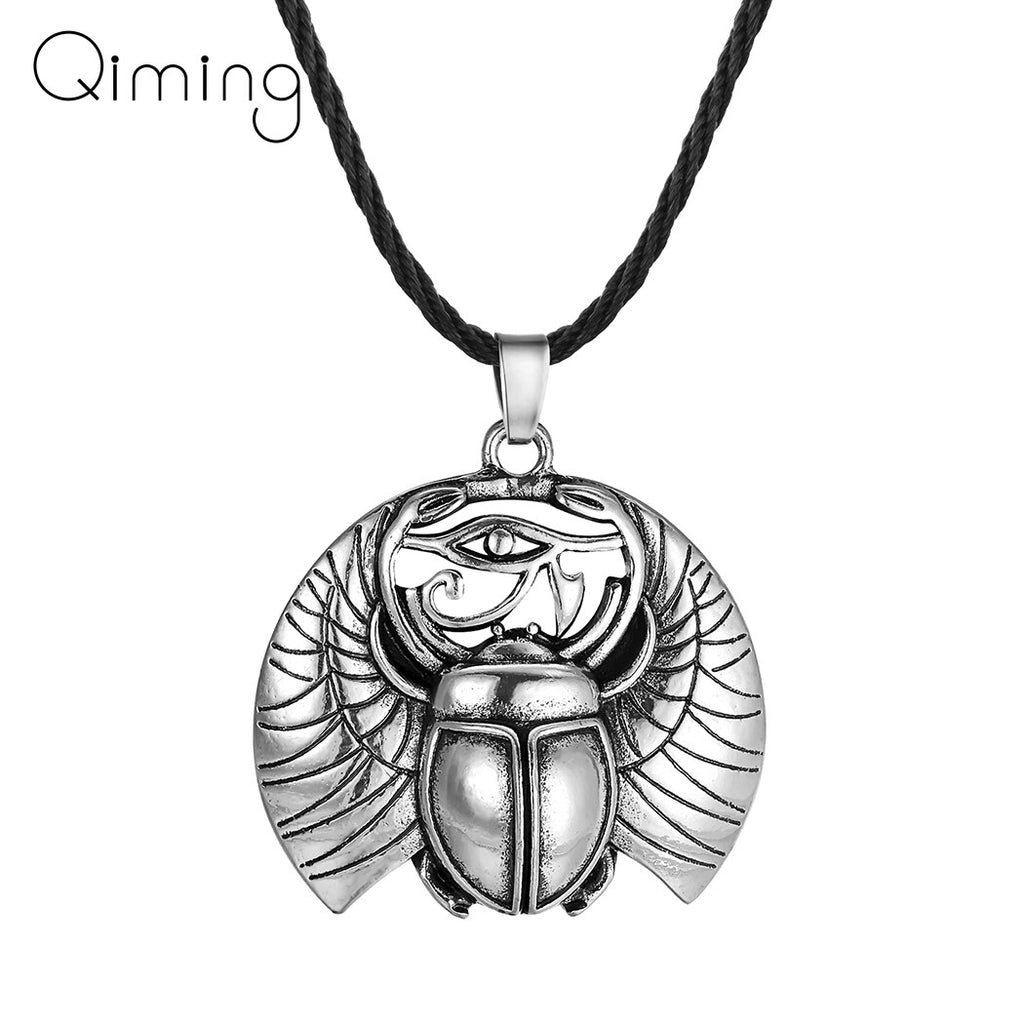 Trendy Eye Of Horus Egypt Pendant Necklace For Women Men Woodland Animal Insect Scarab Necklace Vintage Jewelry