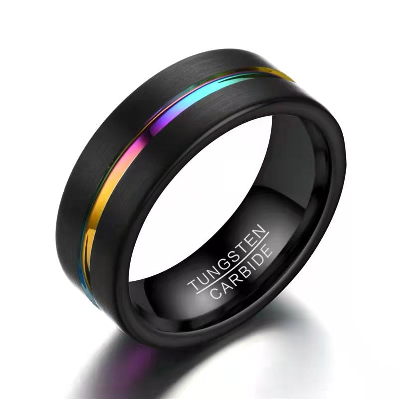Trendy Charm Jewelry Titanium Steel Black Rings for Men Vintage Colour Groove Accessories Hip Hop Party Jewelry Gift