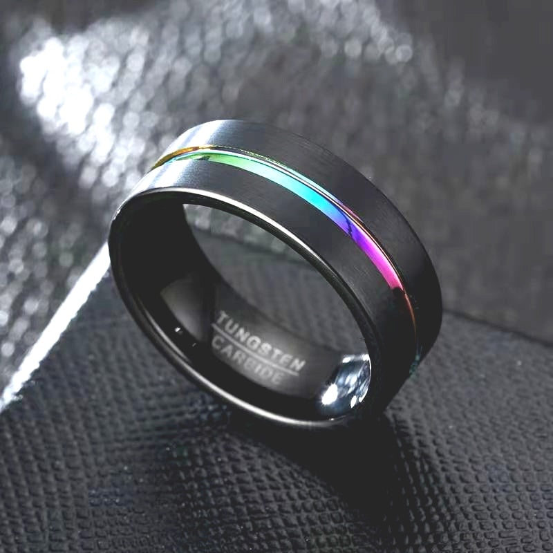 Trendy Charm Jewelry Titanium Steel Black Rings for Men Vintage Colour Groove Accessories Hip Hop Party Jewelry Gift