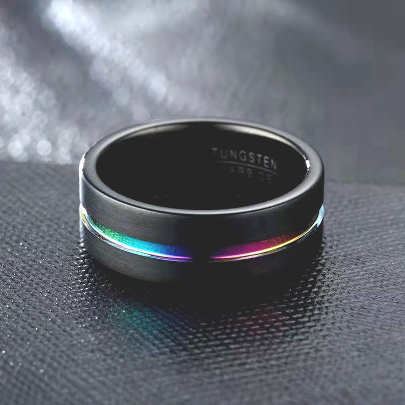 Trendy Charm Jewelry Titanium Steel Black Rings for Men Vintage Colour Groove Accessories Hip Hop Party Jewelry Gift