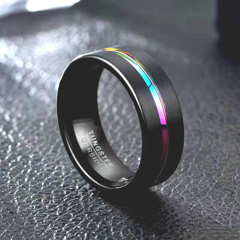 Trendy Charm Jewelry Titanium Steel Black Rings for Men Vintage Colour Groove Accessories Hip Hop Party Jewelry Gift