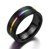 Trendy Charm Jewelry Titanium Steel Black Rings for Men Vintage Colour Groove Accessories Hip Hop Party Jewelry Gift