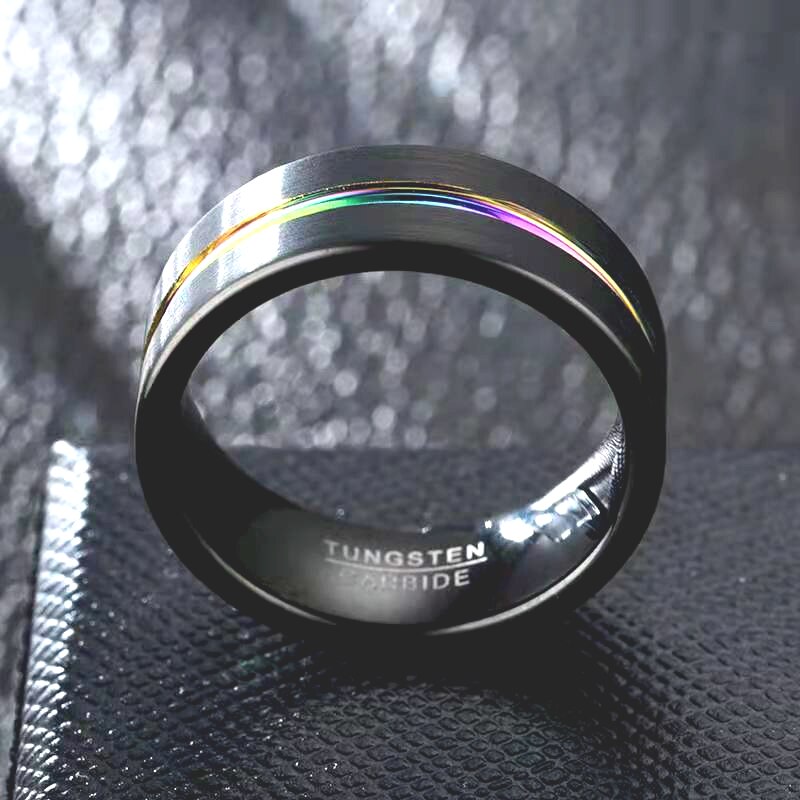 Trendy Charm Jewelry Titanium Steel Black Rings for Men Vintage Colour Groove Accessories Hip Hop Party Jewelry Gift