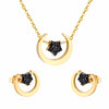 Trendy Fashion Women Wedding Jewelry Moon Shape Natural Cubic Zircon Bridal Necklace + Earrings Jewelry Sets