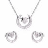 Trendy Fashion Women Wedding Jewelry Moon Shape Natural Cubic Zircon Bridal Necklace + Earrings Jewelry Sets